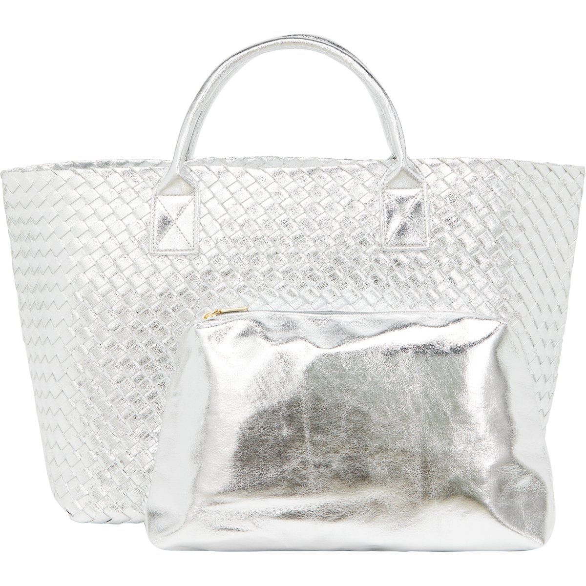 Geflochtenes Metallic-Shopper-Set 2-in-1
