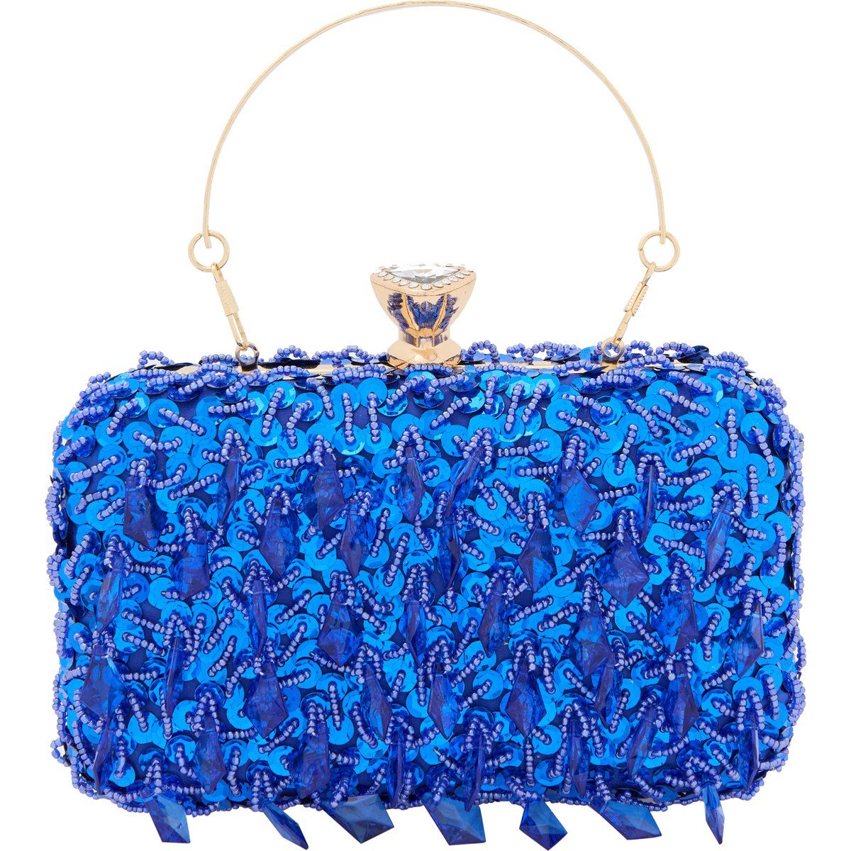 Aufwendig bestickte Abendtasche in Box-Form