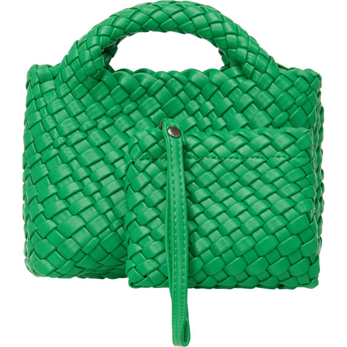 Geflochtene Handtasche mit Mini-Pouch-Set