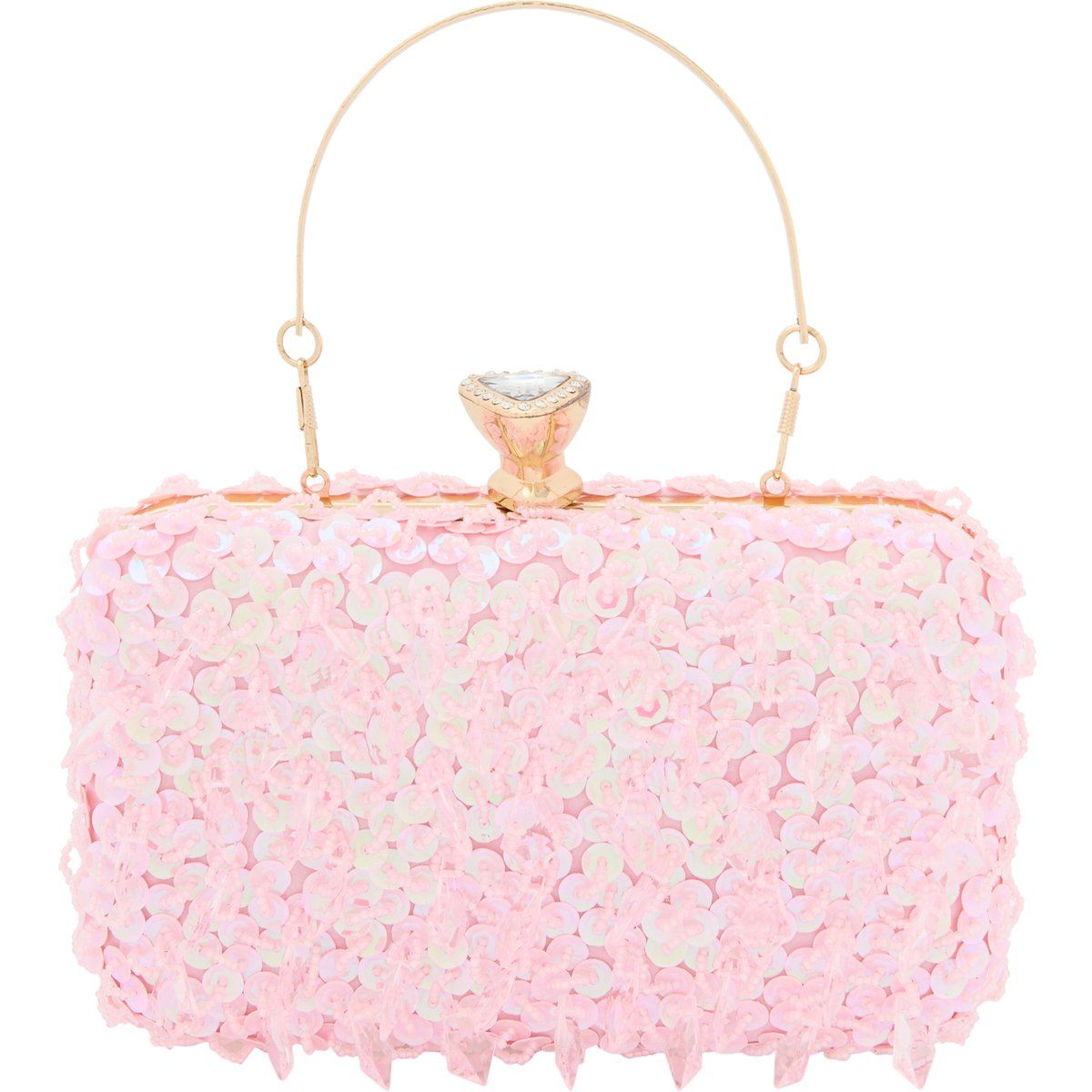 Pailletten-Box-Clutch mit Ringgriff