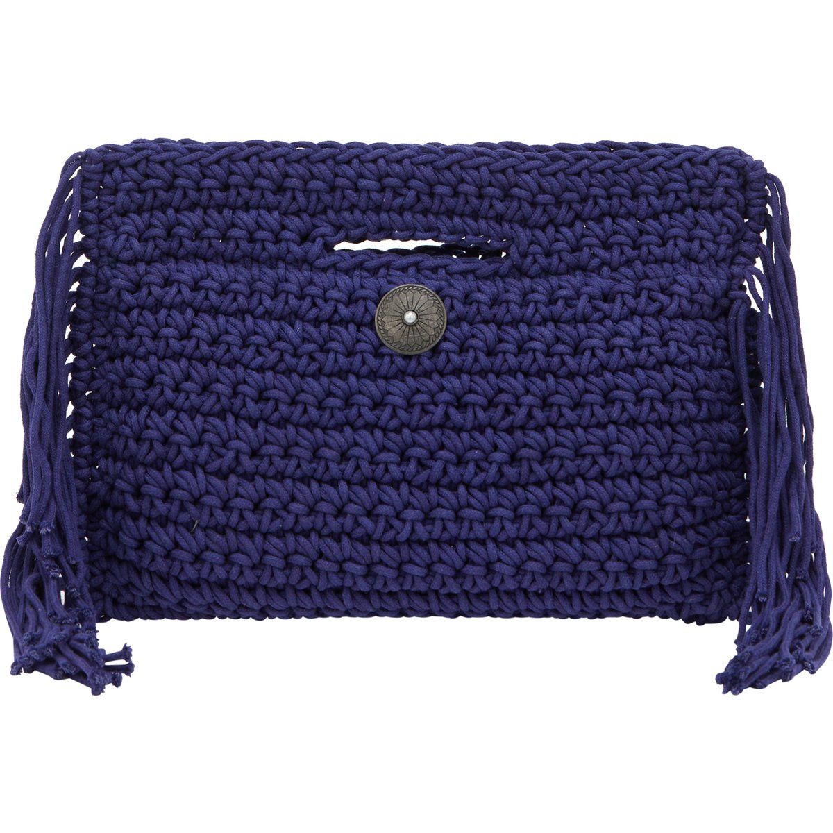Gewebte Häkel-Clutch mit Fransen