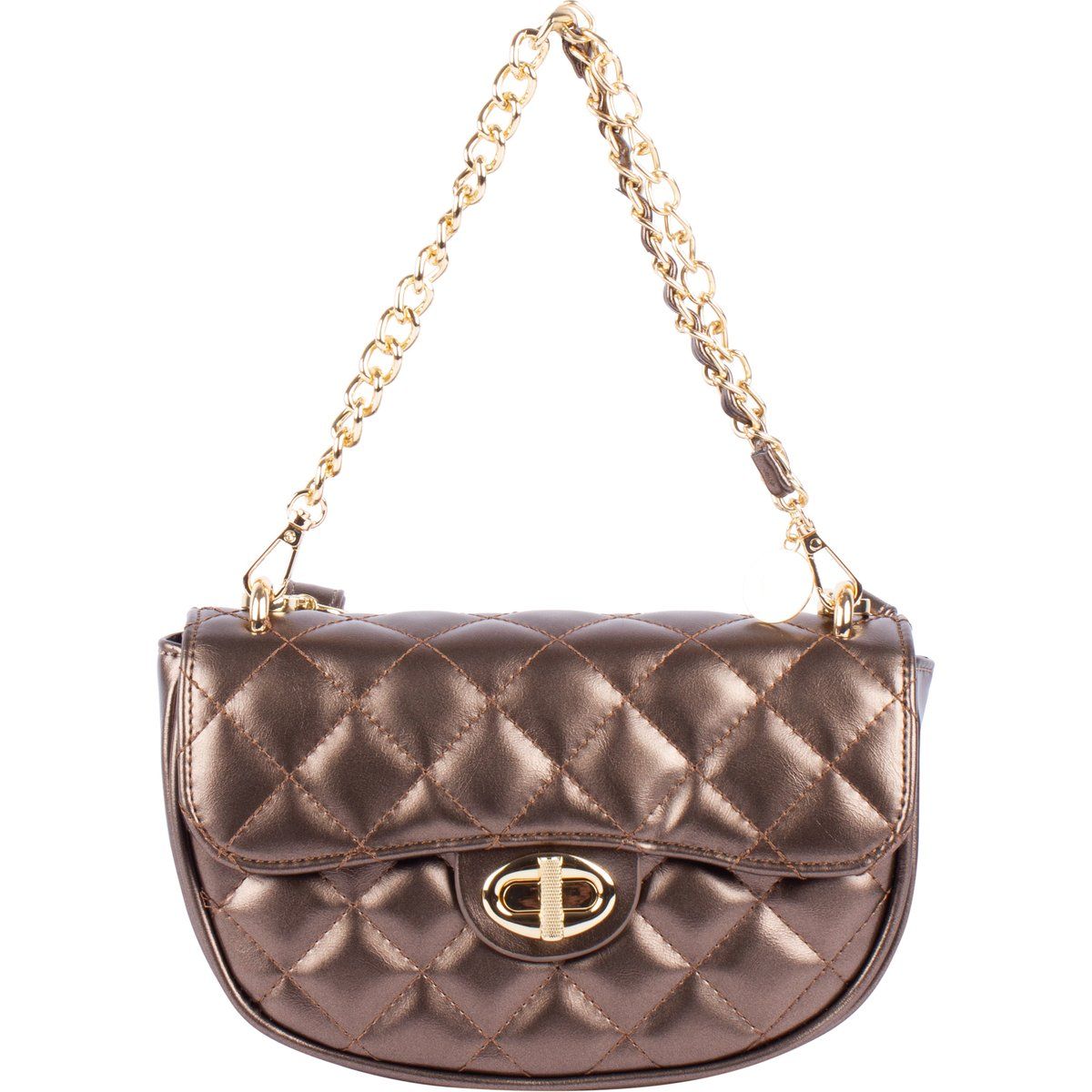 Elegante gesteppte Metallic-Schultertasche