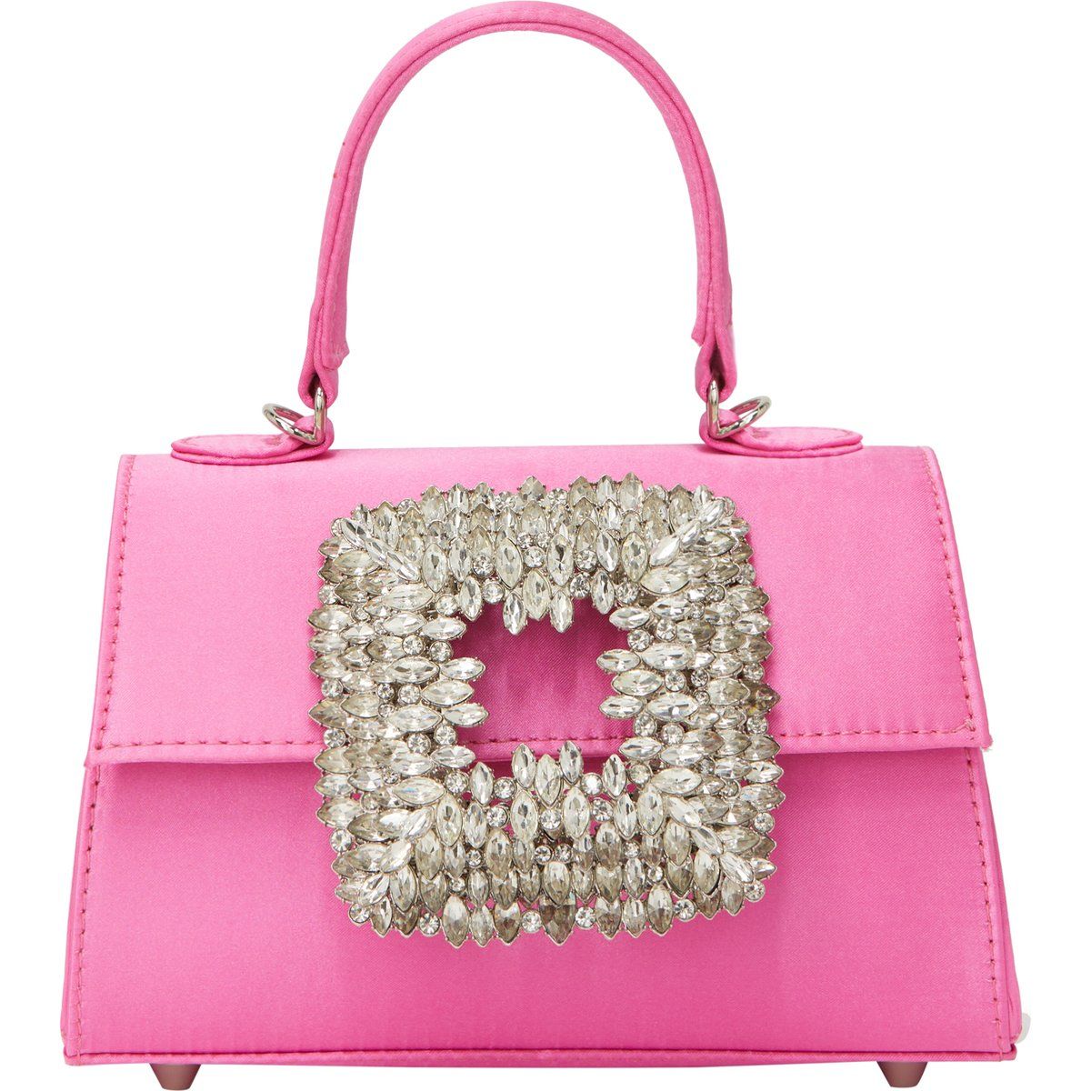 Satin-Handtasche mit Kristall-Schnalle