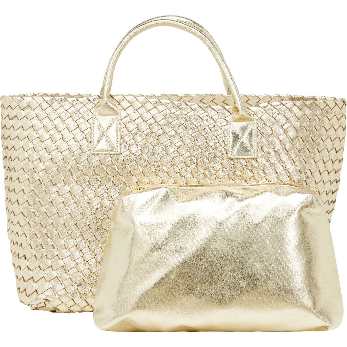 Geflochtenes Metallic-Shopper-Set mit Beutel
