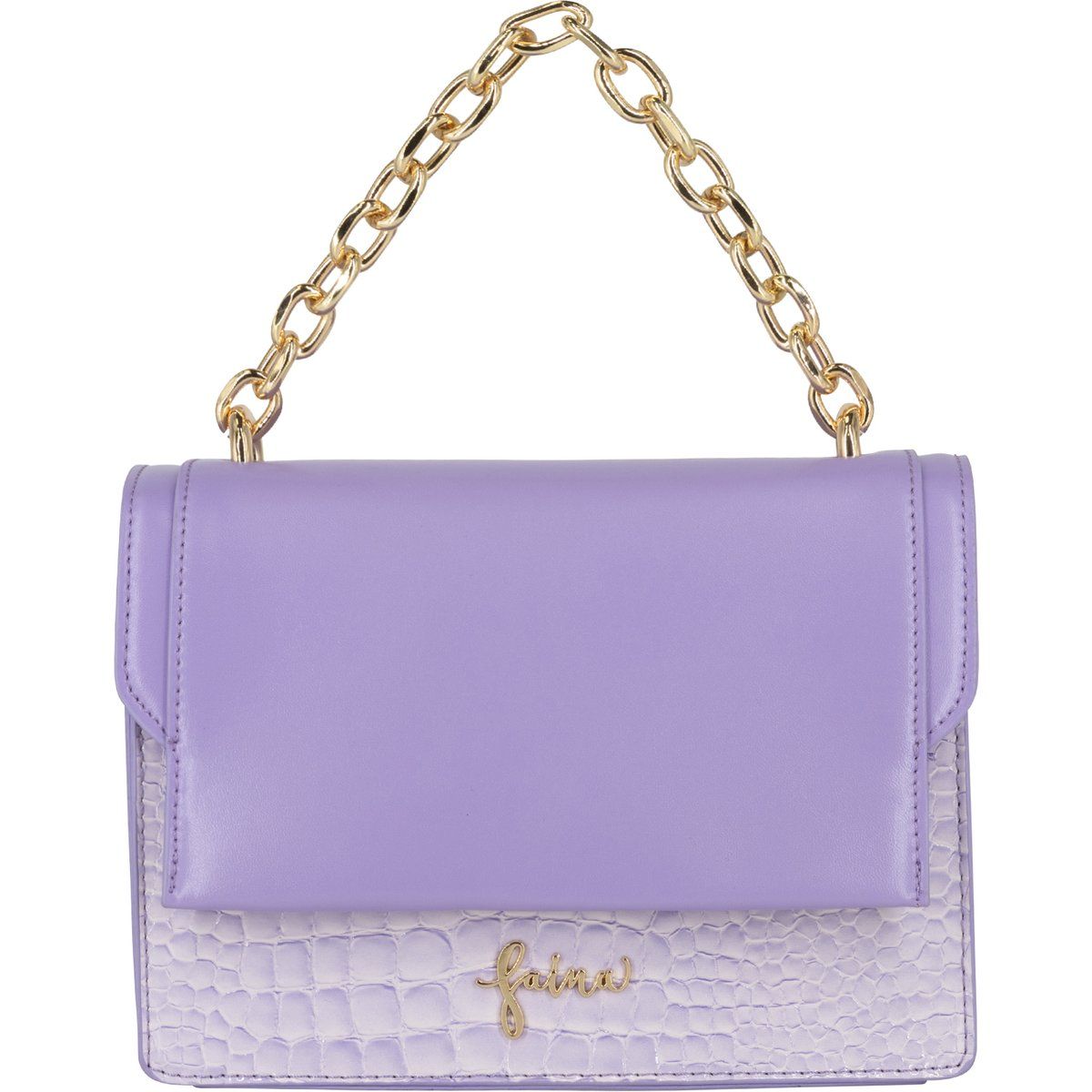 Strukturierte Lavendel-Handtasche mit Kette