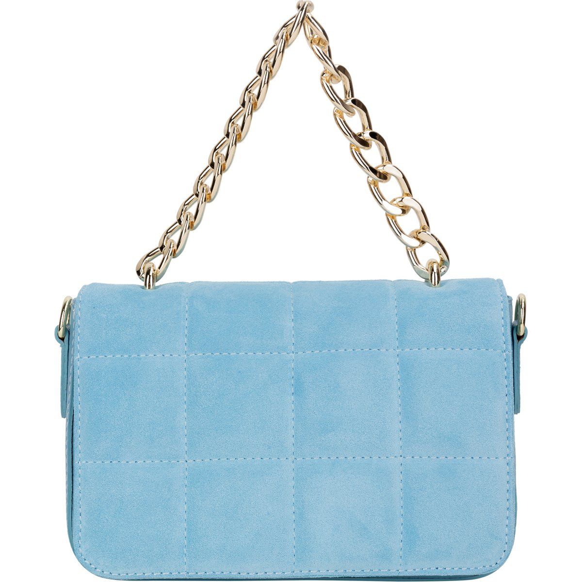 Gesteppte Leder-Schultertasche mit Kettenriemen