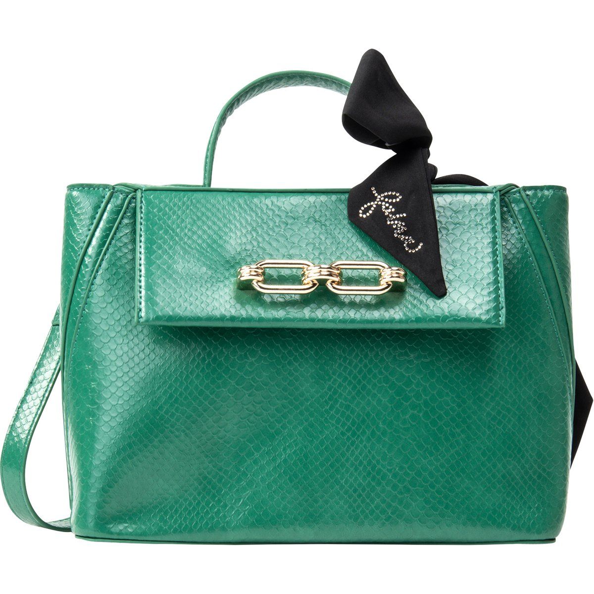 Strukturierte Henkeltasche mit Zierschal