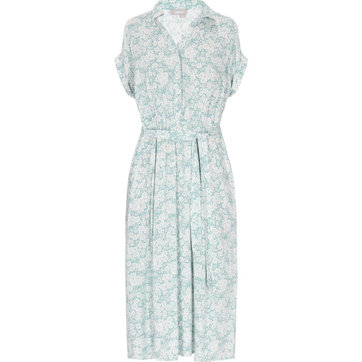 Midikleid mit Blumenmuster und Kragen