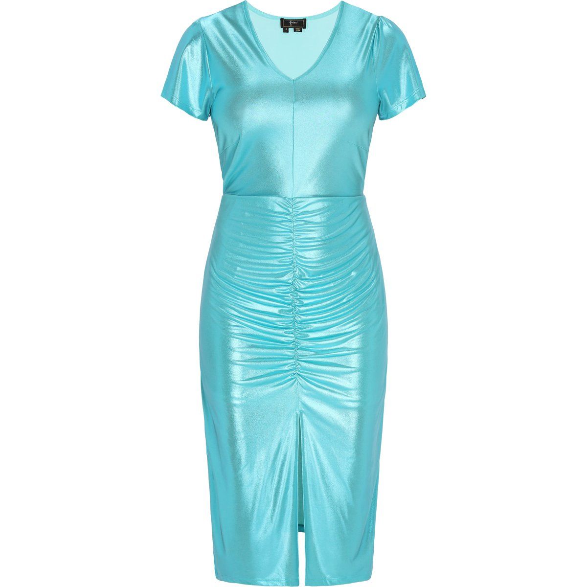 Elegantes schimmerndes Midikleid mit Raffung