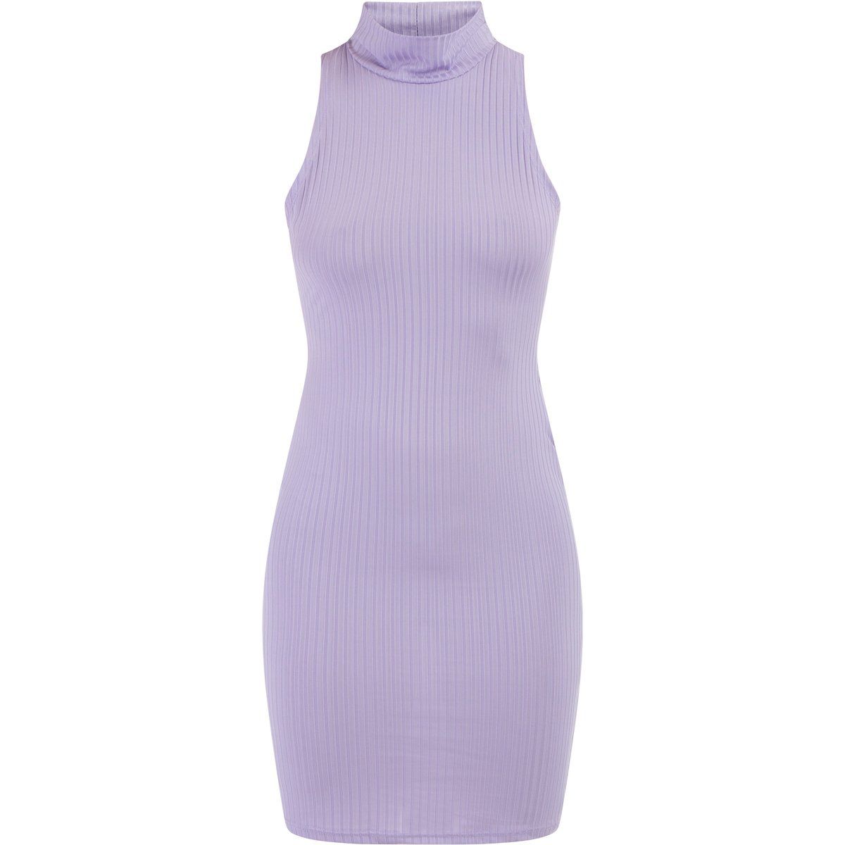 Rippstrick-Bodycon-Kleid mit Stehkragen