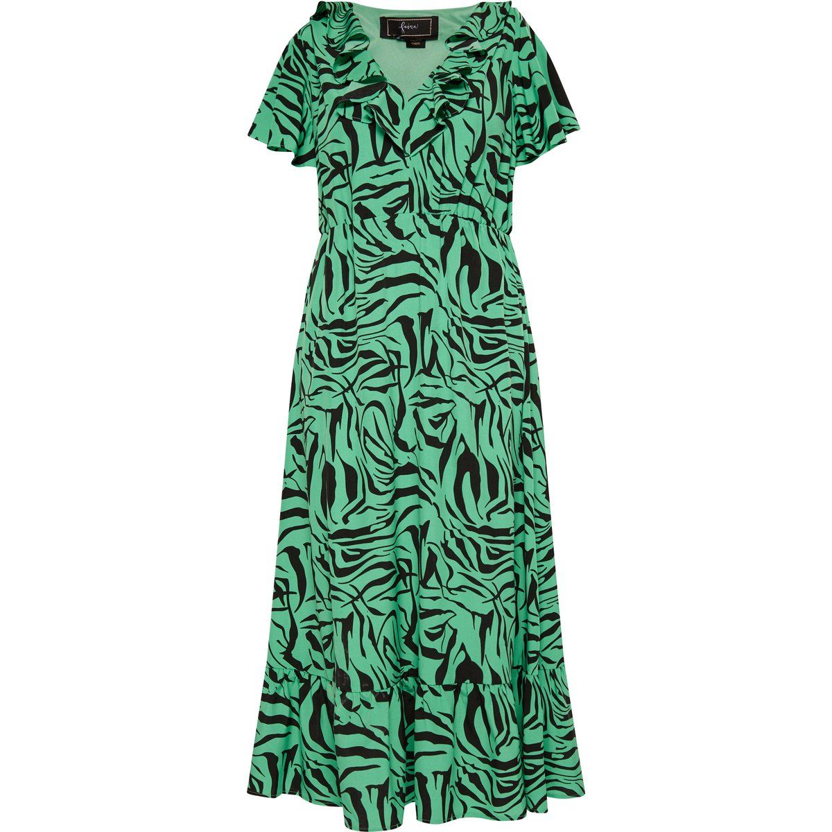 Maxikleid mit Zebramuster und Rüschen