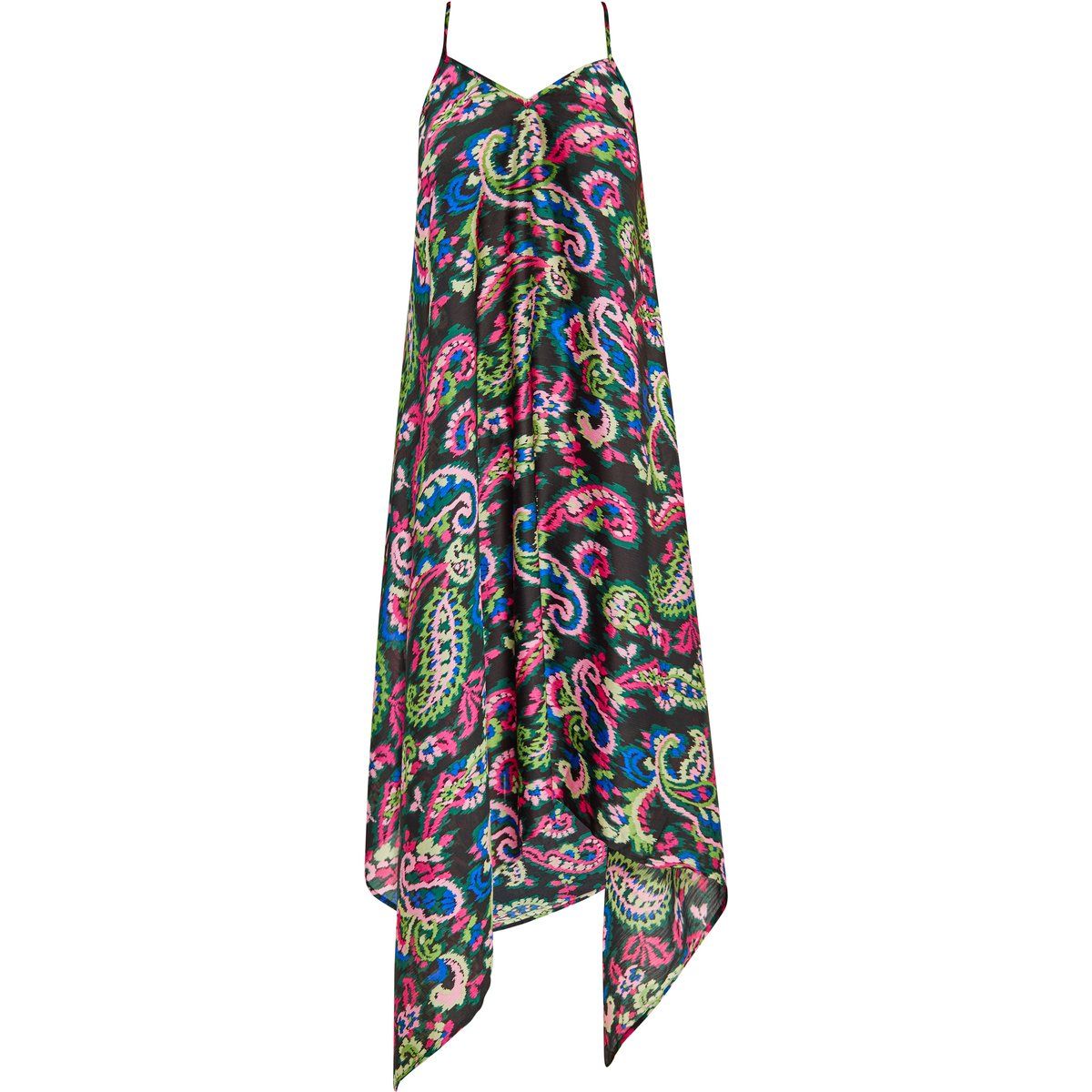 Modernes Paisley-Maxikleid mit asymmetrischem Saum