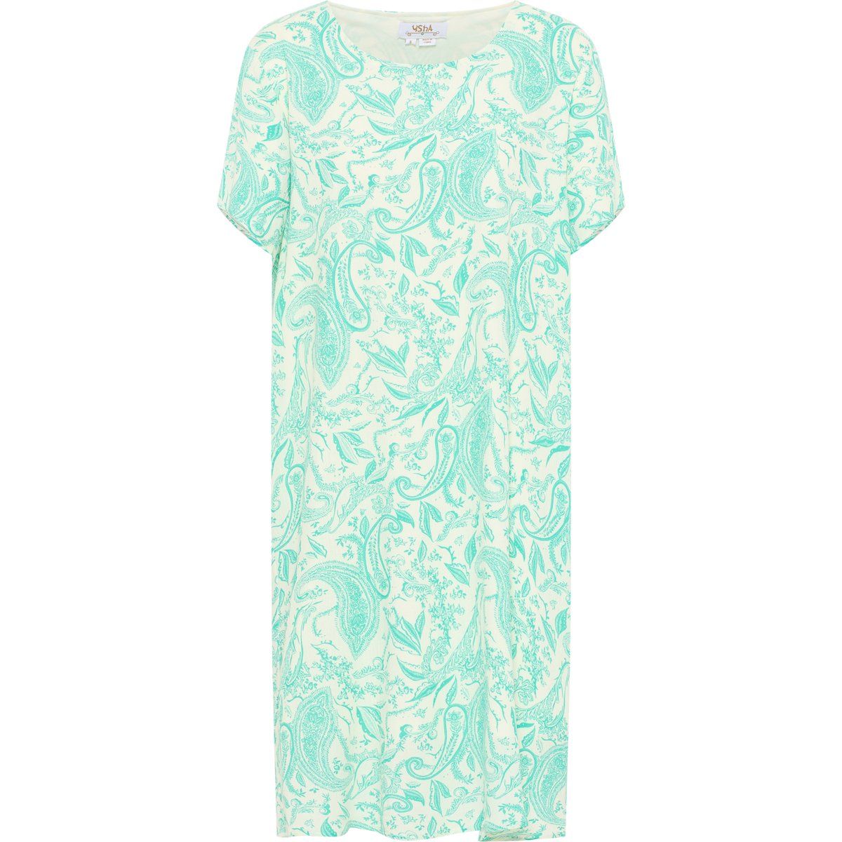 Kurzärmliges A-Linien-Kleid mit Paisley-Print