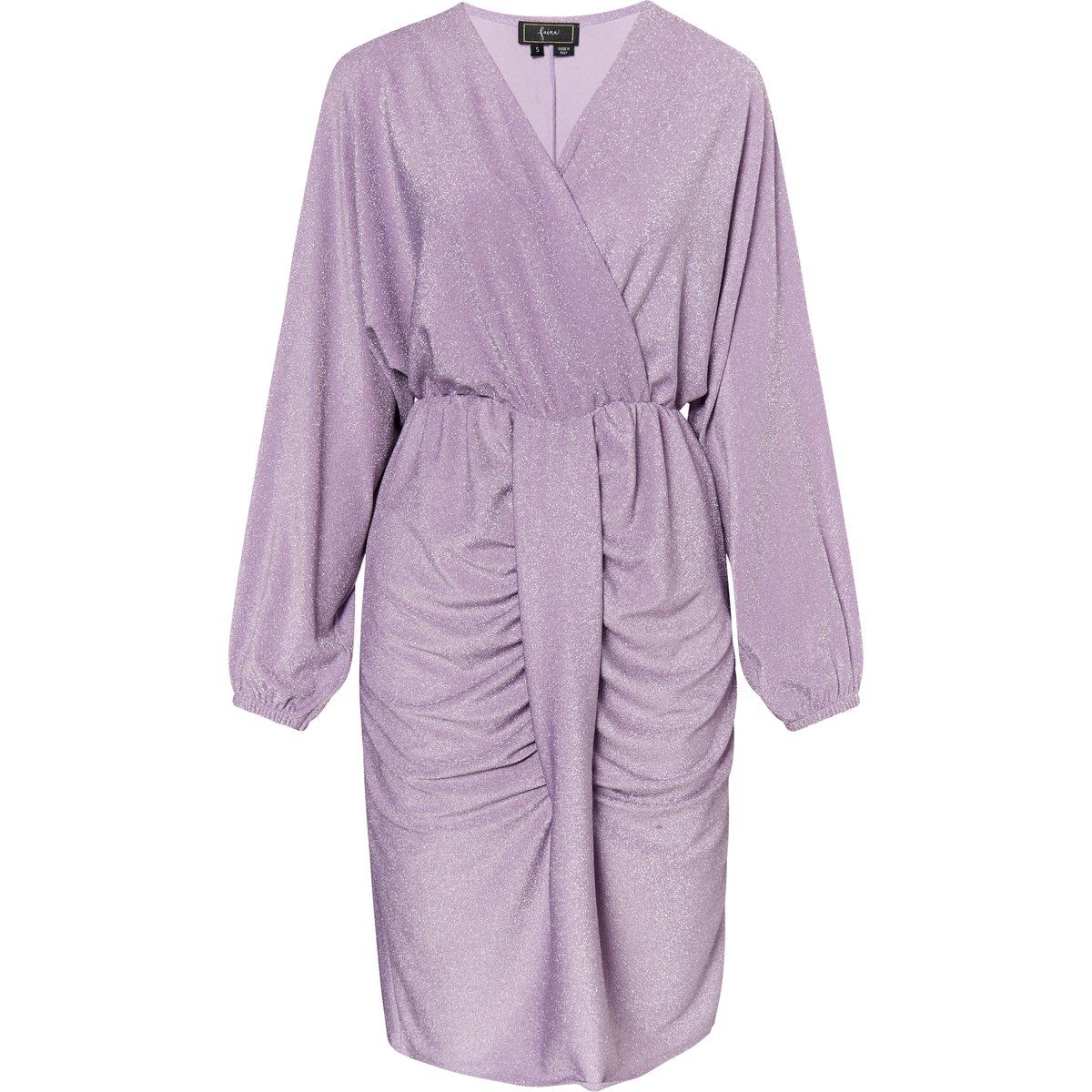 Schimmerndes Midi-Kleid in Wickeloptik