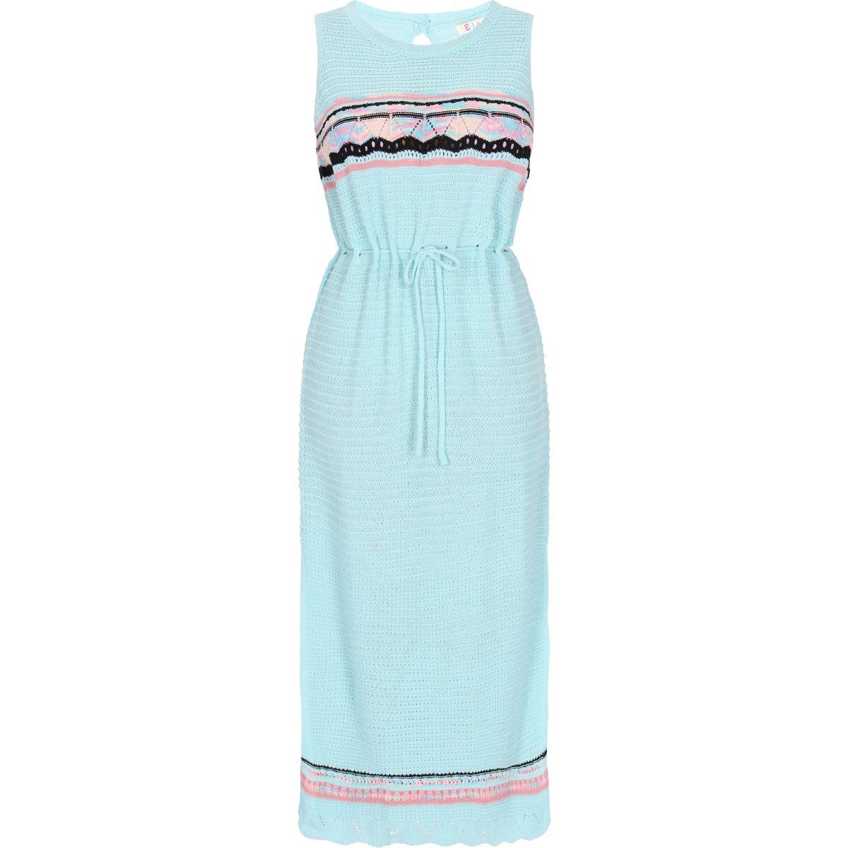 Ärmelloses Strick-Midikleid mit Ajourmuster