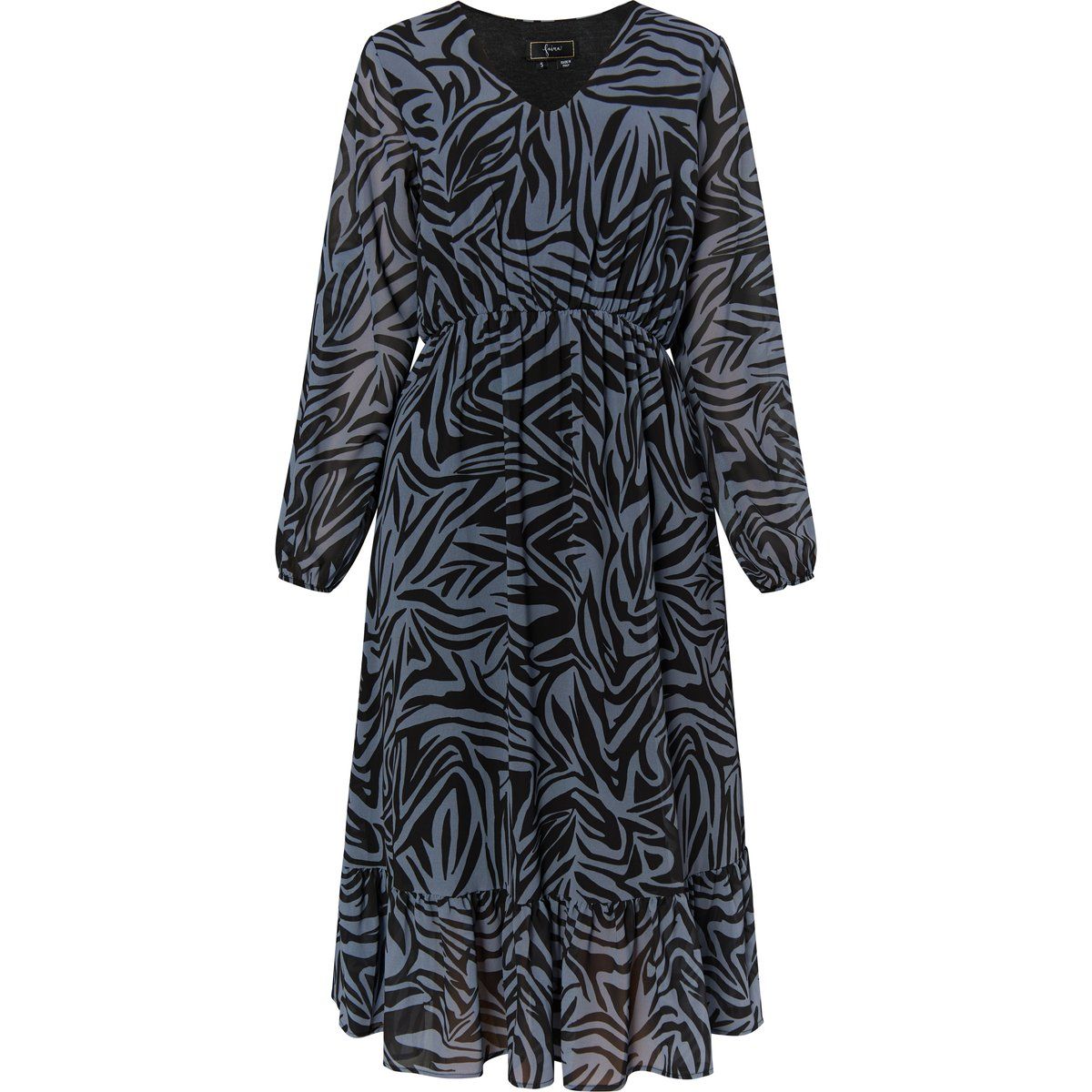 Midikleid mit Zebradruck und Volants