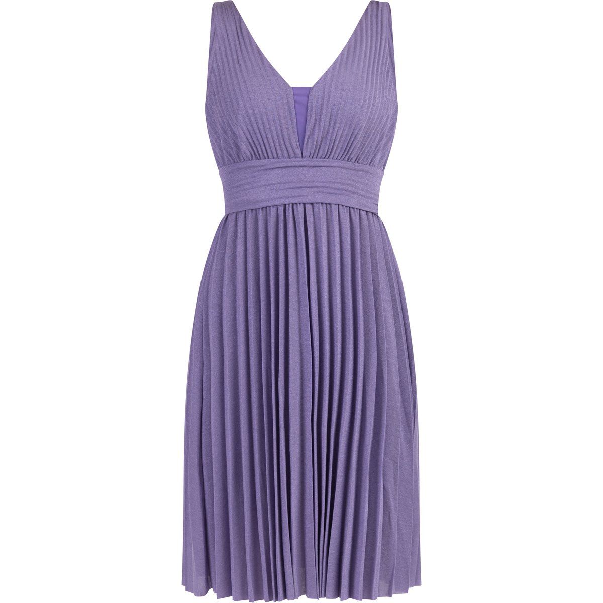 Glitzerndes Plissee-Midikleid mit V-Ausschnitt