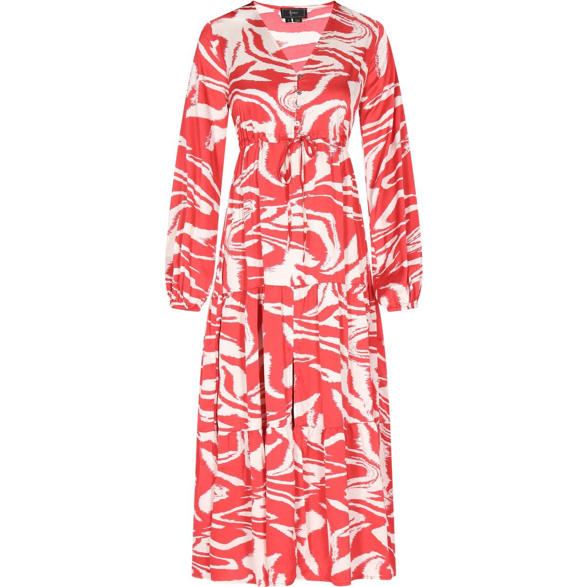 Gestuftes Maxikleid mit abstraktem Muster