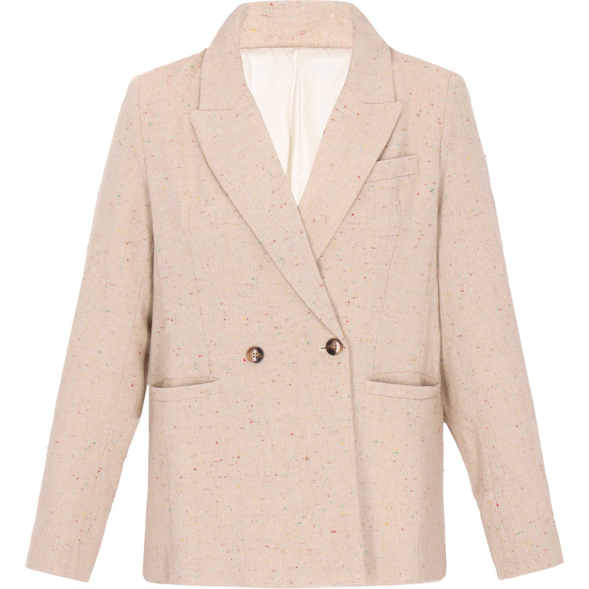 Zweireihiger melierter Blazer mit Farbakzenten