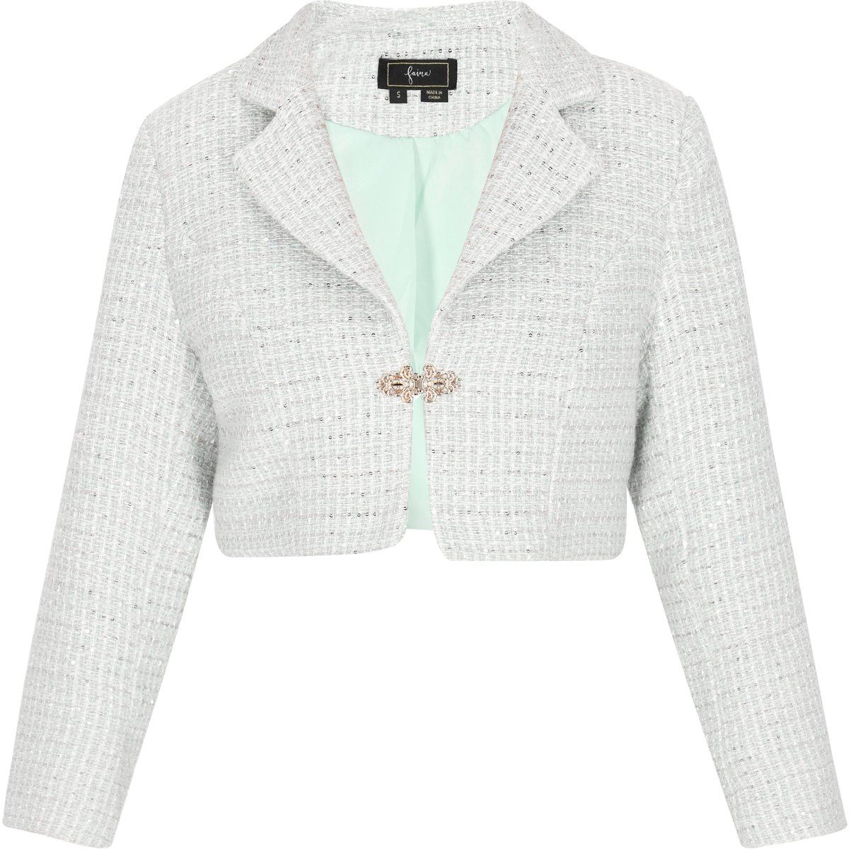 Kurzer Pailletten-Tweed-Blazer
