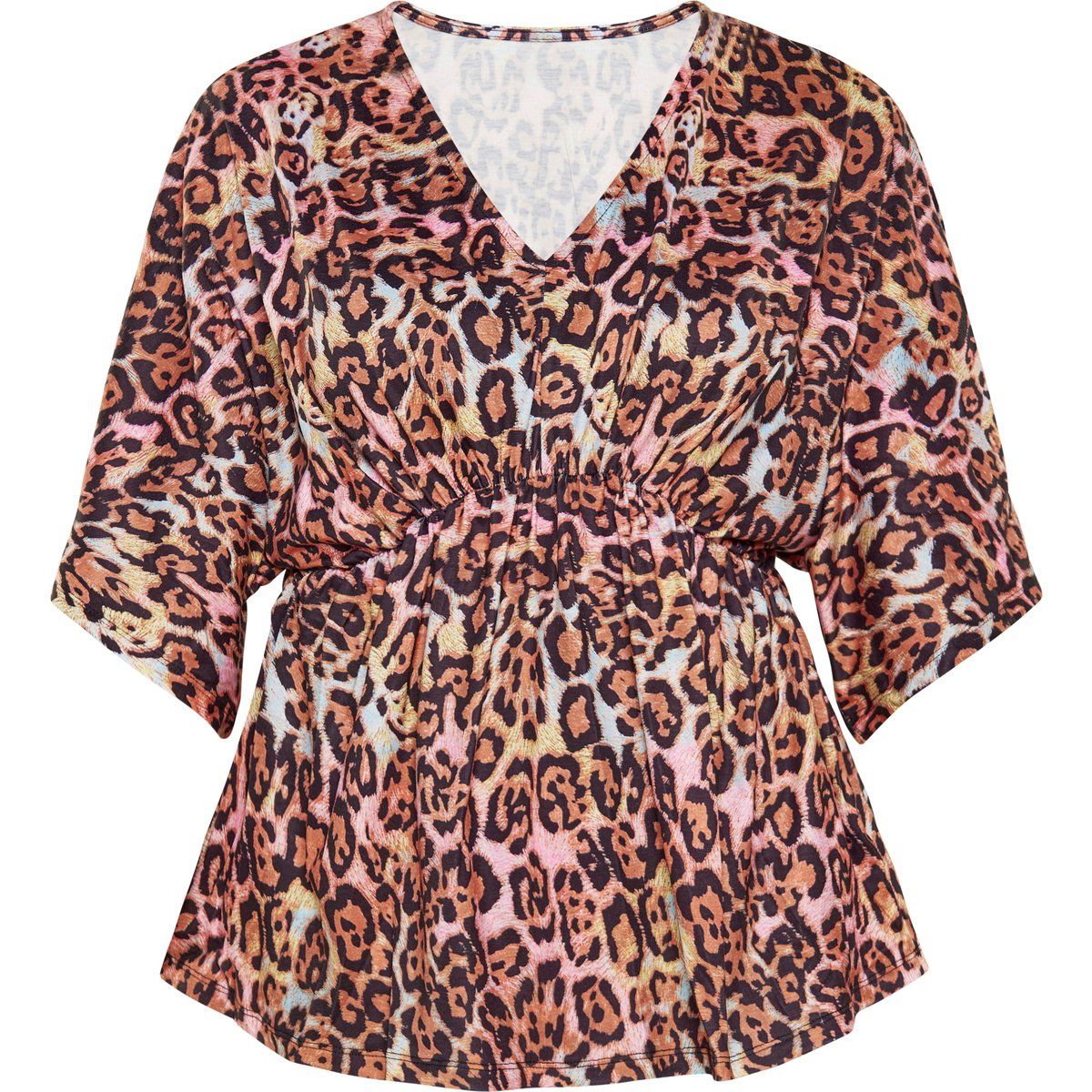 Leopardenmuster-Bluse mit Fledermausärmeln