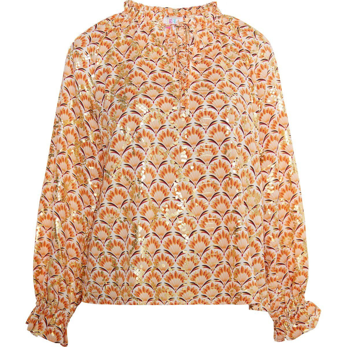 Fließende Rüschenbluse mit Blumenmuster