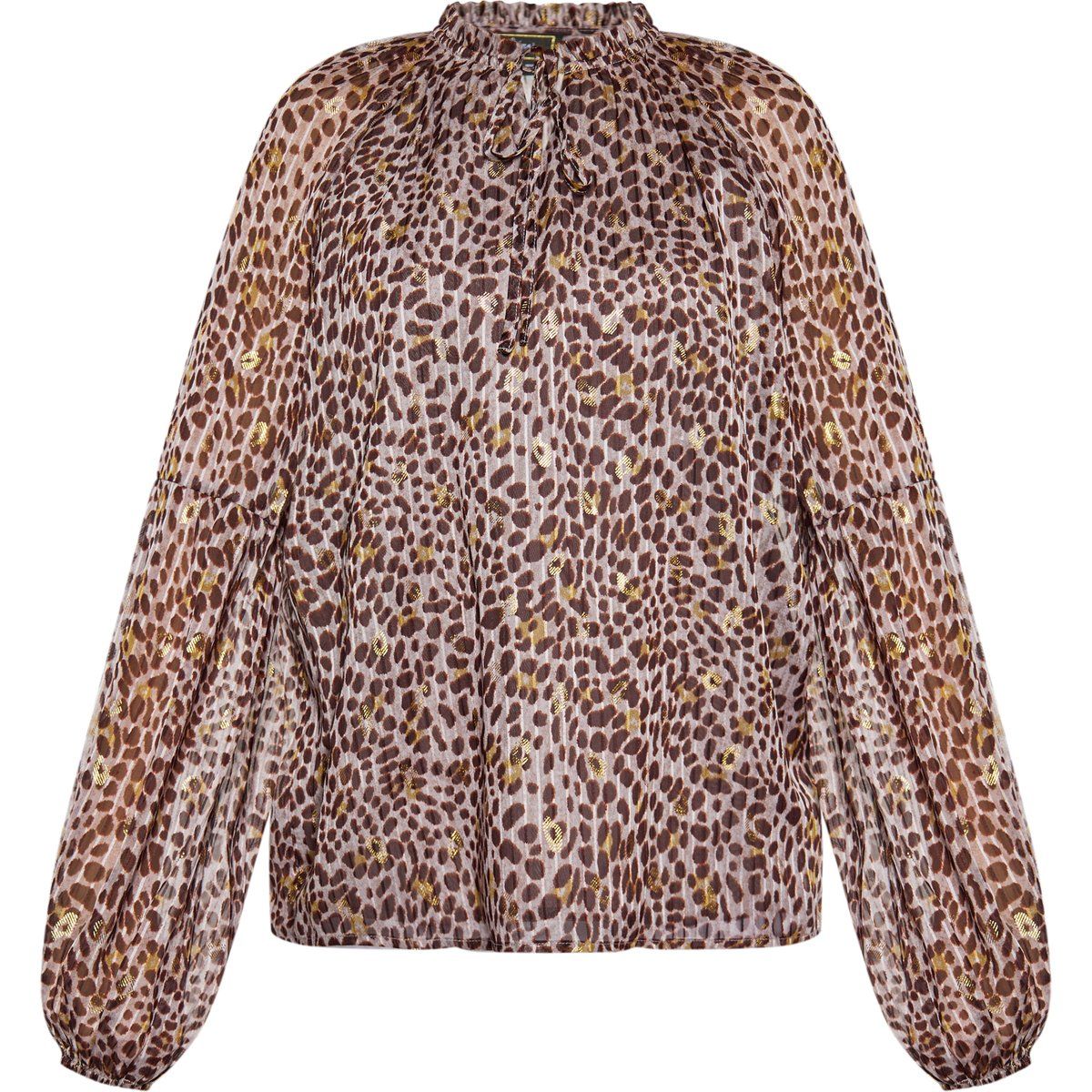 Chiffonbluse mit Tierprint und Rüschen