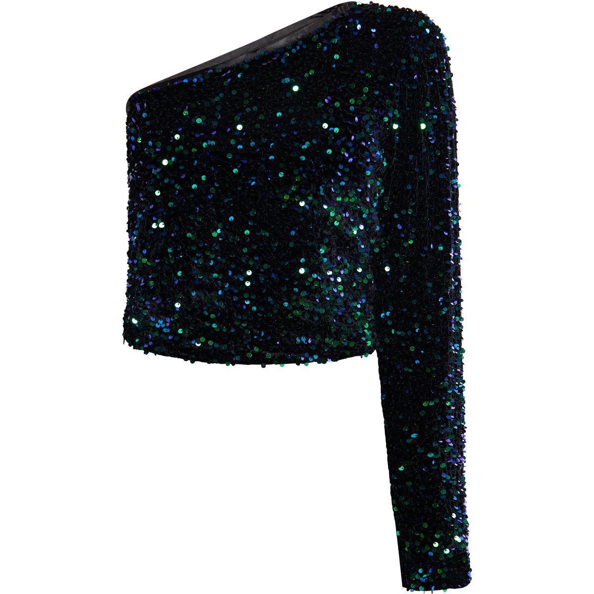 Funkelndes One-Shoulder-Pailletten-Crop-Top