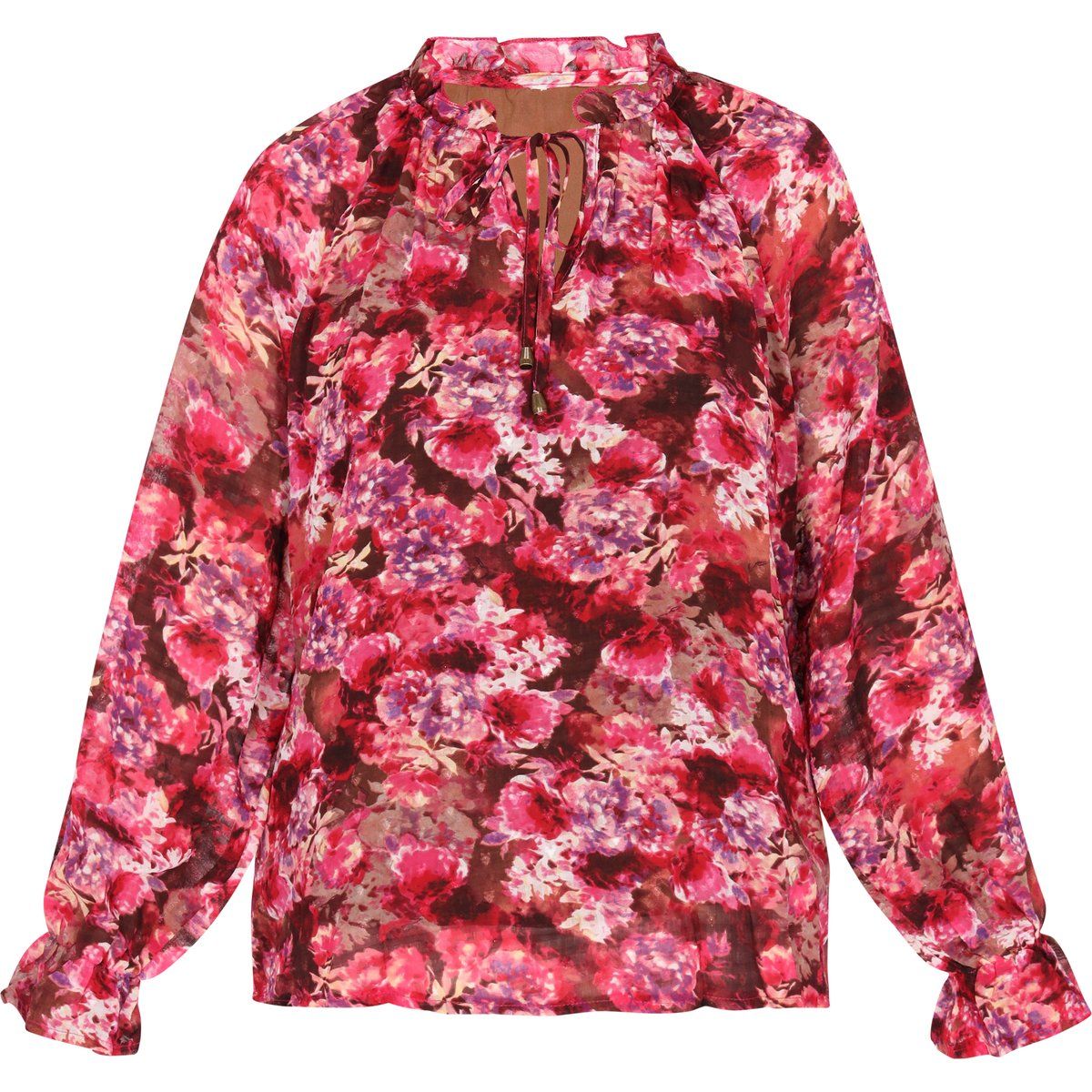 Romantische Bluse mit Blumenmuster und Rüschen