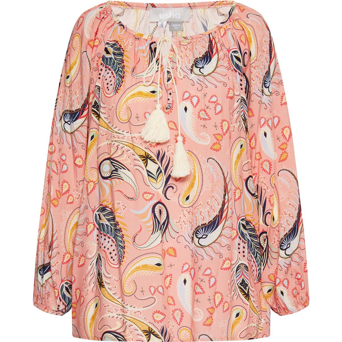 Fließende Paisley-Print Bluse mit Quasten