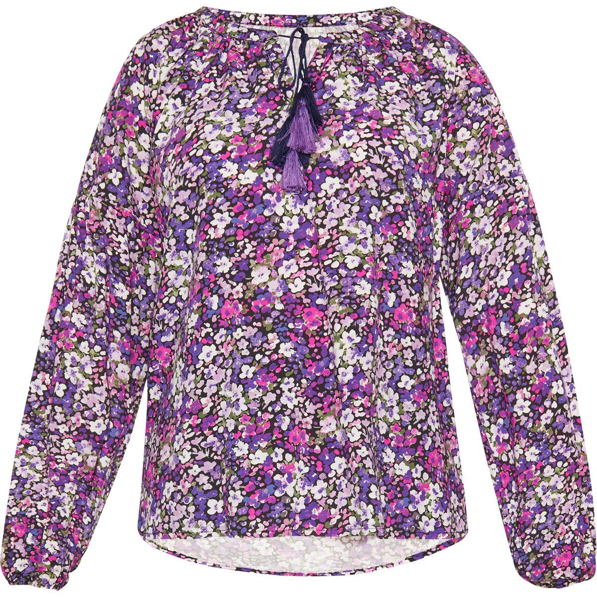Boho-Bluse mit Blumenmuster und Quasten