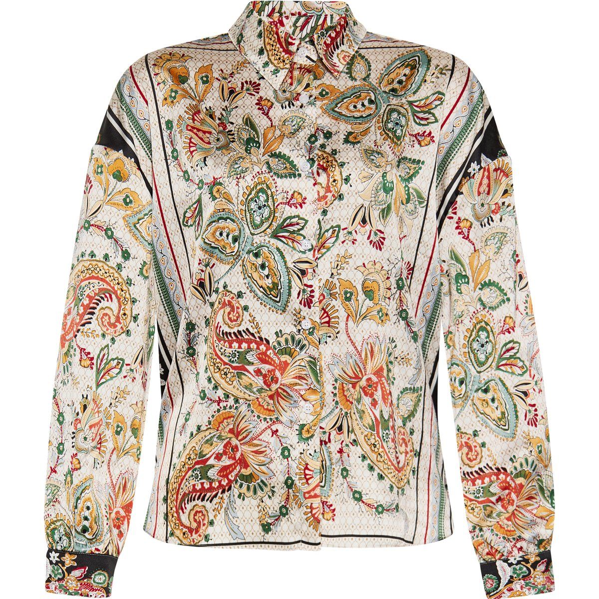 Satin-Bluse mit filigranem Paisleymuster