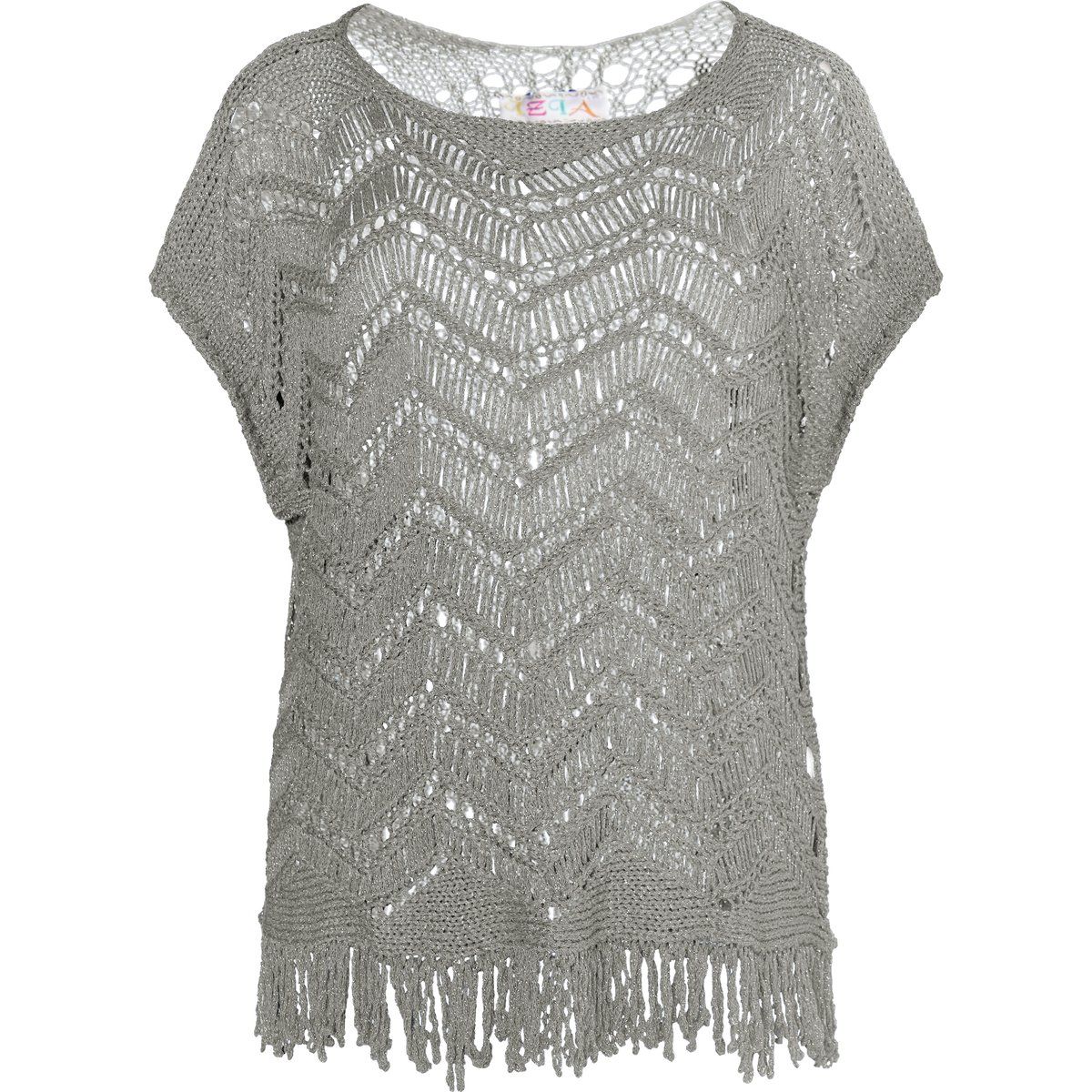 Zickzack-Stricktop mit Fransen