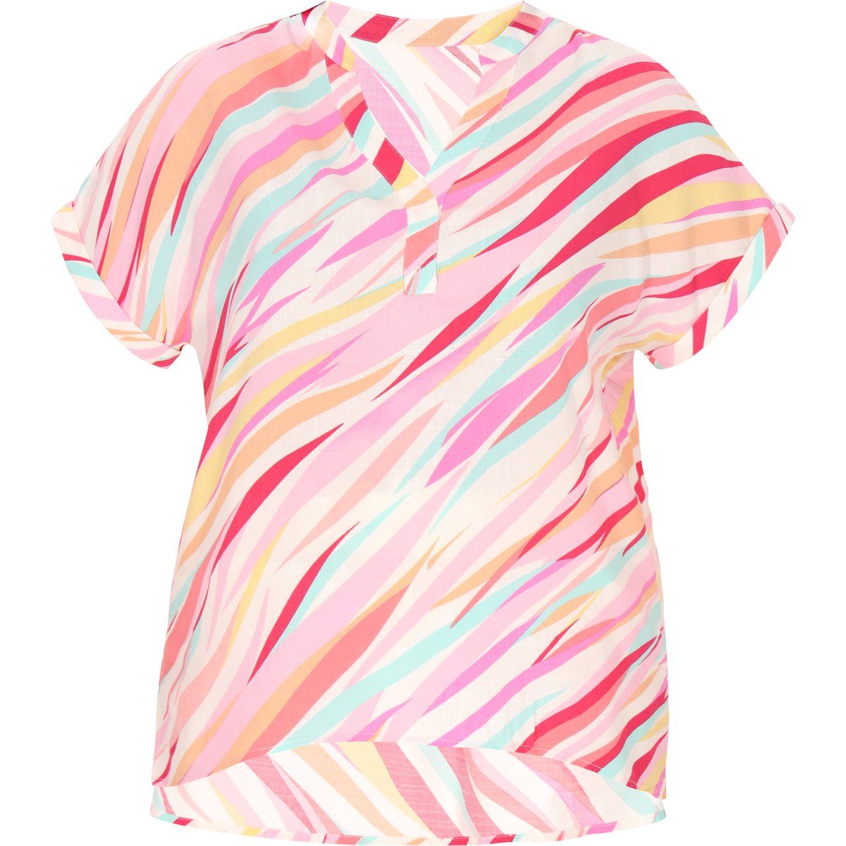 Bluse mit abstraktem Wellenprint und V-Ausschnitt