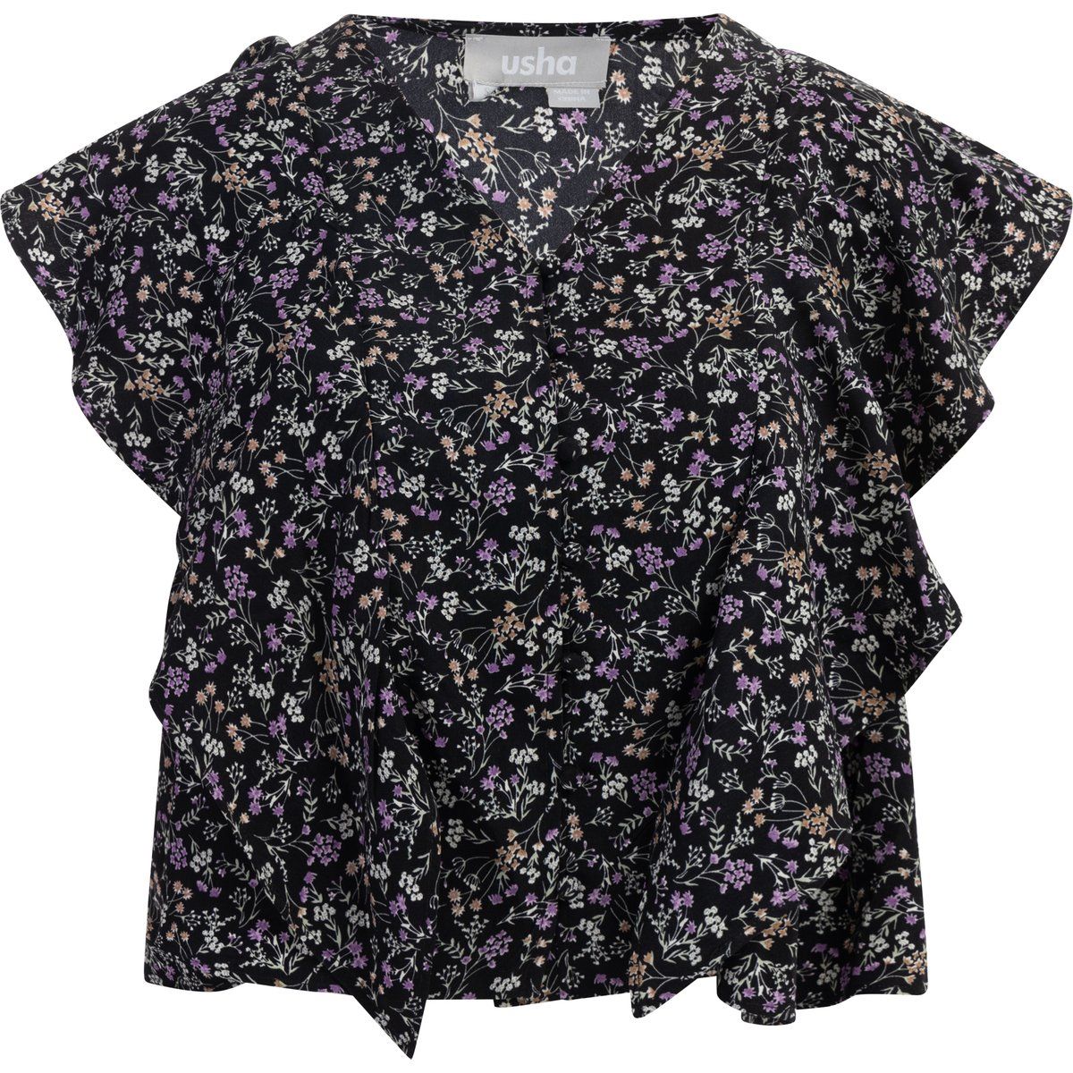 Romantische Blumenbluse mit Volants