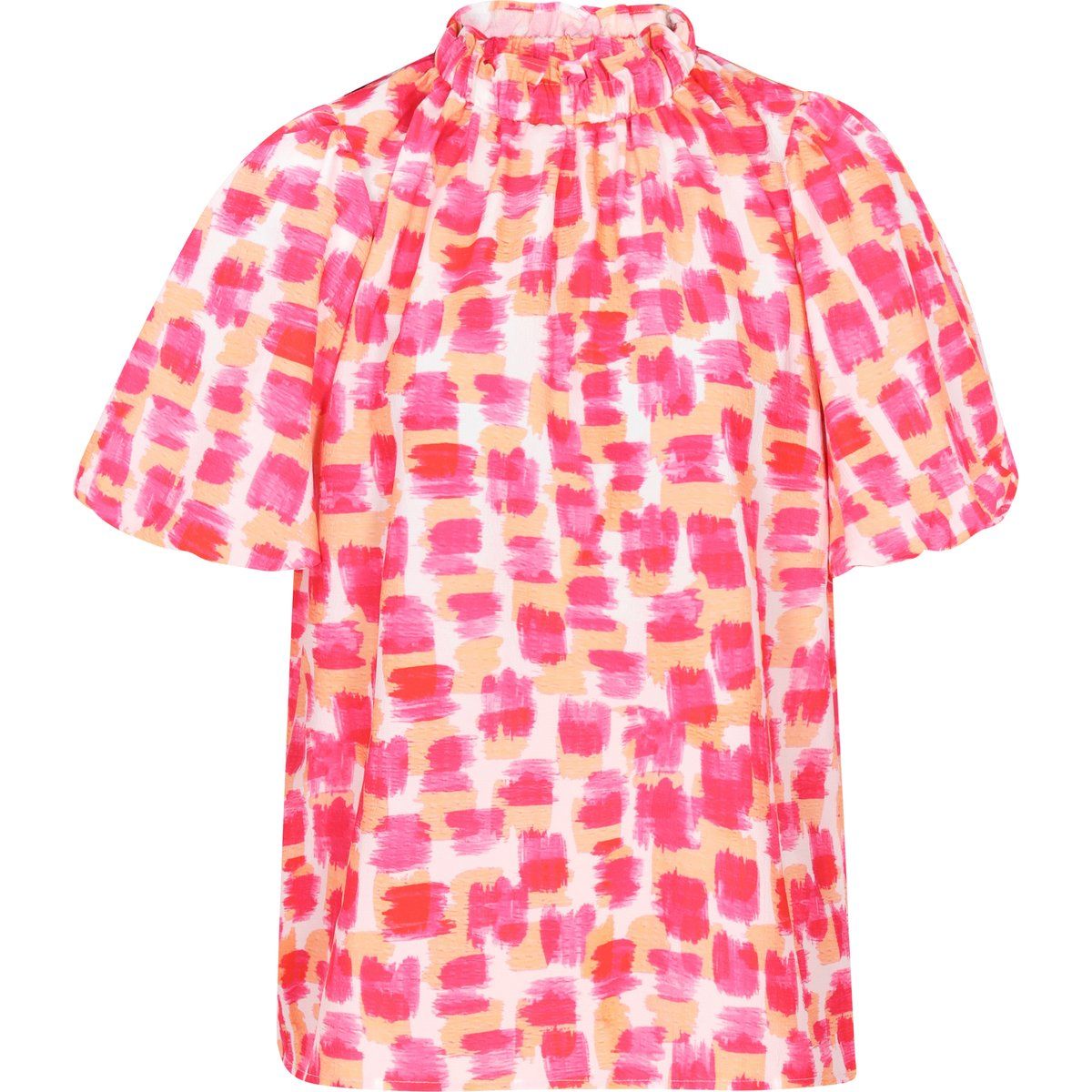 Hochgeschlossene Bluse mit abstraktem Print
