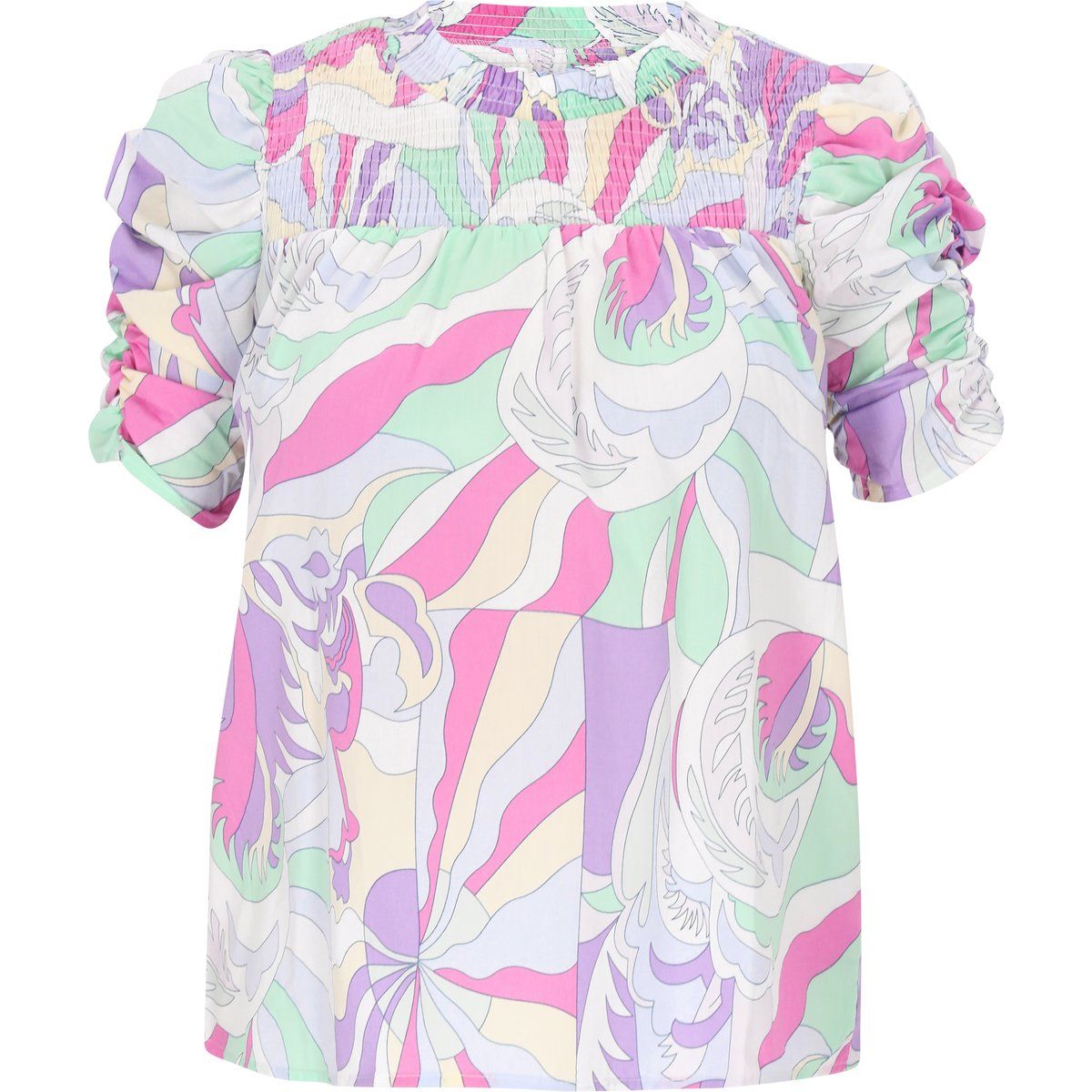 Baumwollbluse mit abstraktem Print