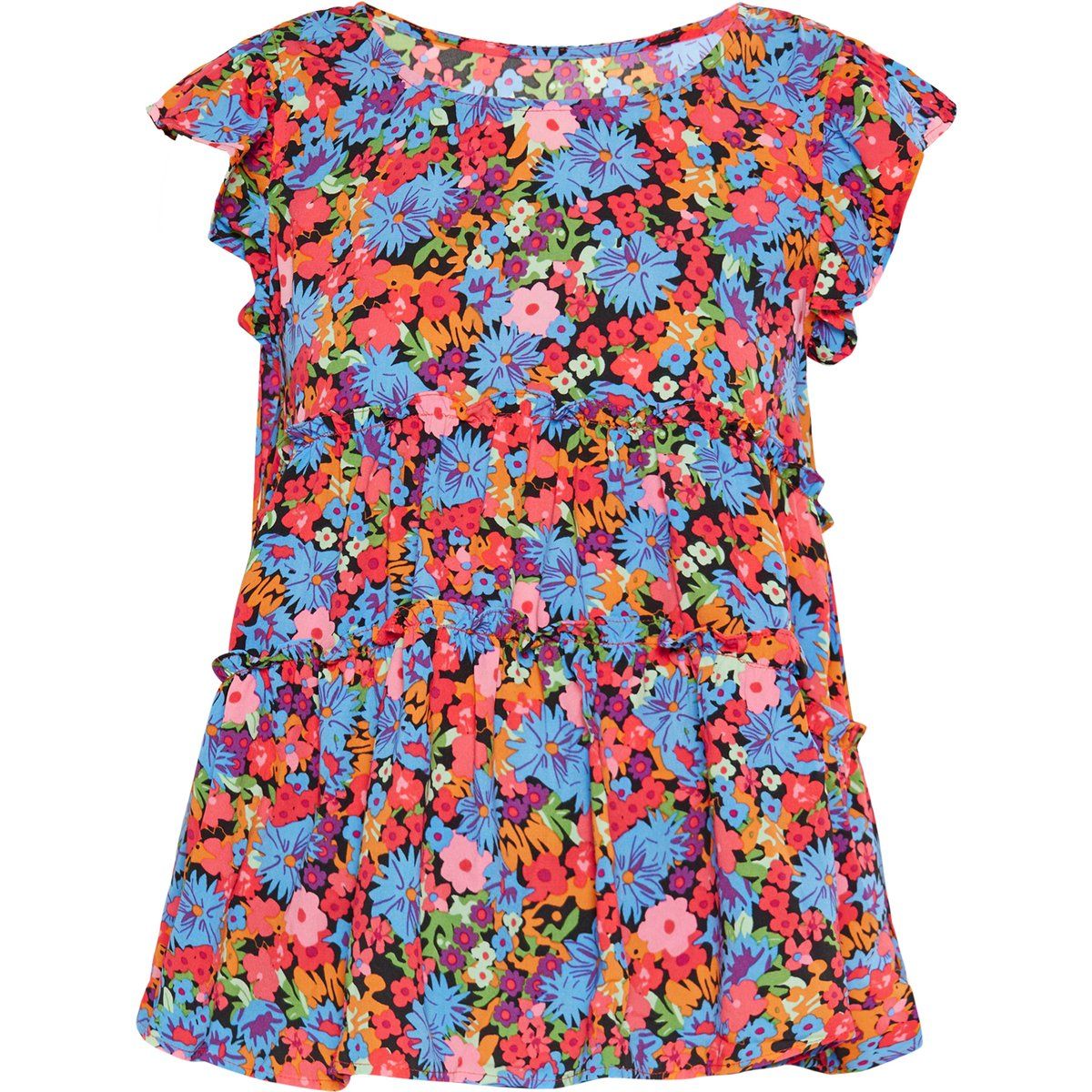 Gestufte Blumenbluse mit Flügelärmeln