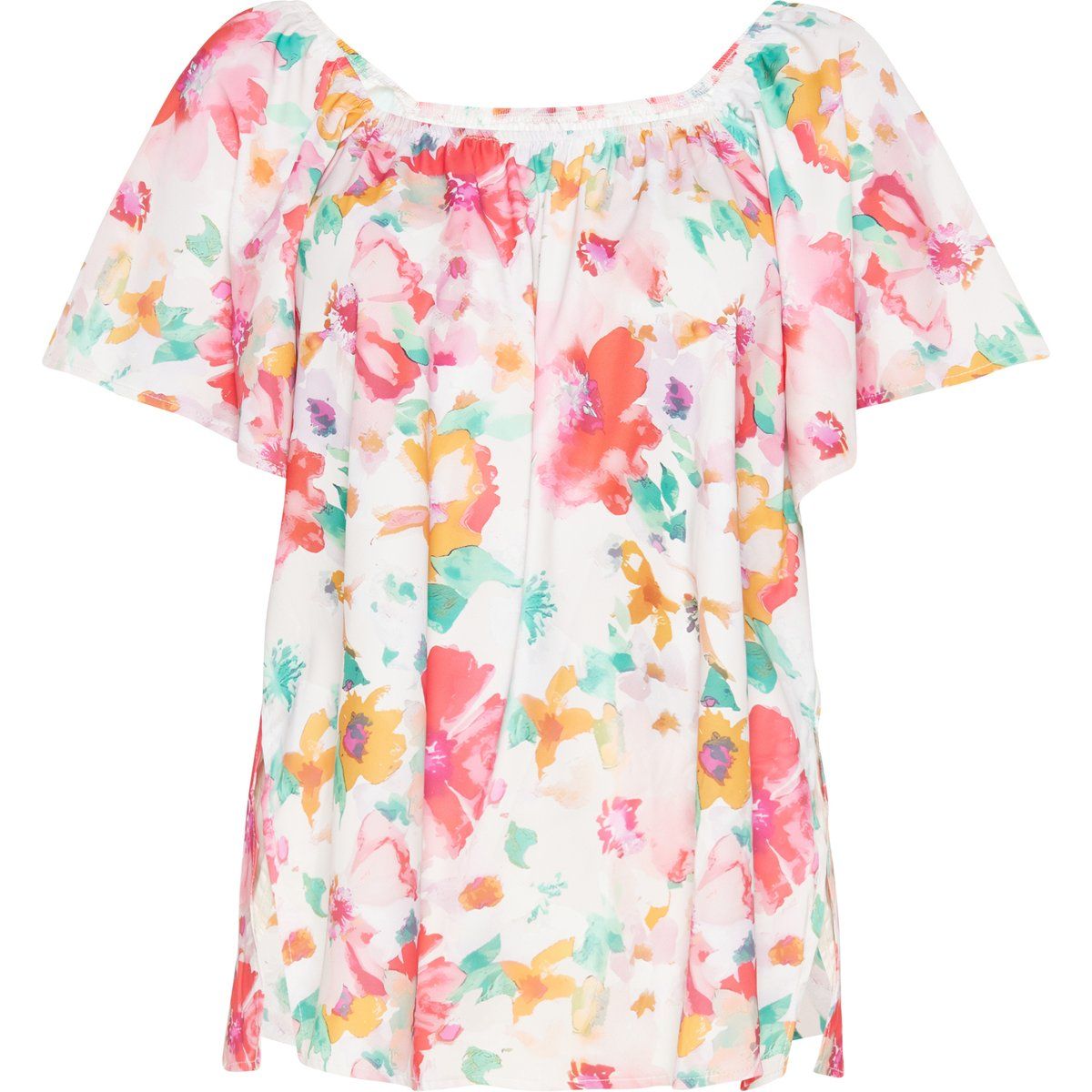 Bluse mit Blumenmuster und Flügelärmeln