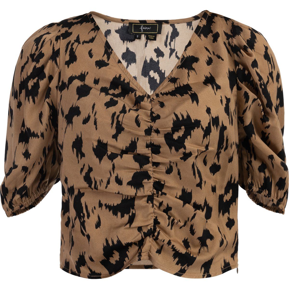 Blusenshirt mit Abstrakt-Print und Raffung