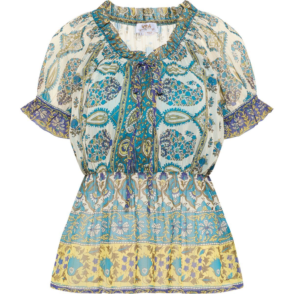 Boho-Bluse mit Paisley-Print und Schößchen