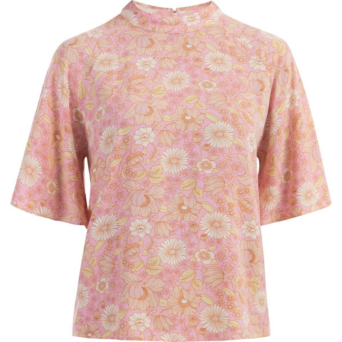 Blumige Stehkragenbluse mit Flatterärmeln