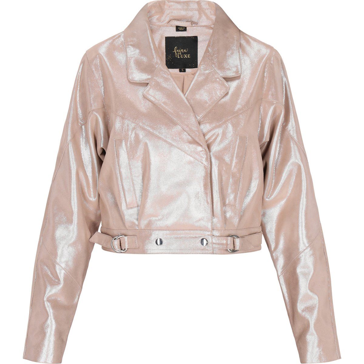 Kurz geschnittene Metallic-Wildleder-Bikerjacke