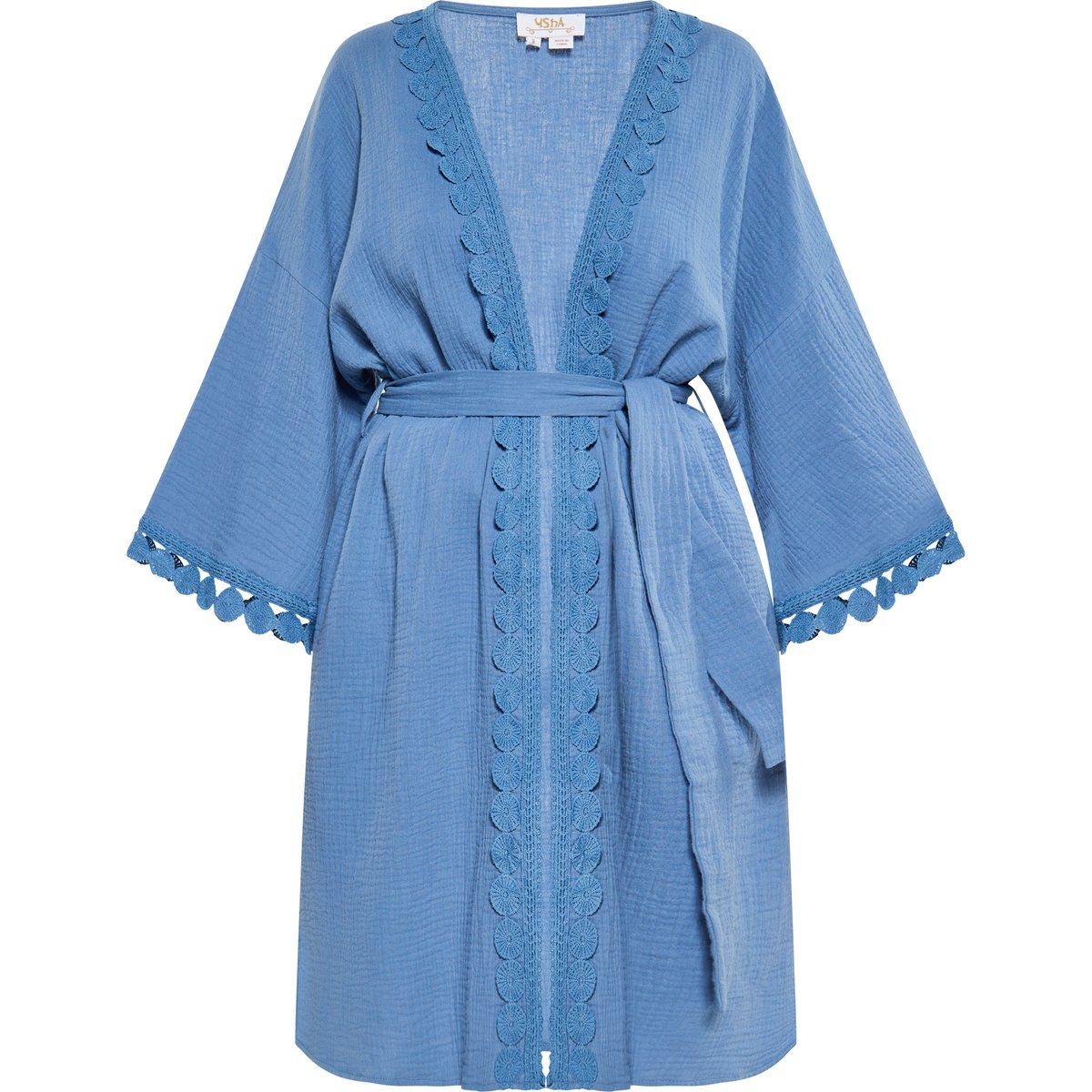 Strukturierter Baumwoll-Wickelkimono