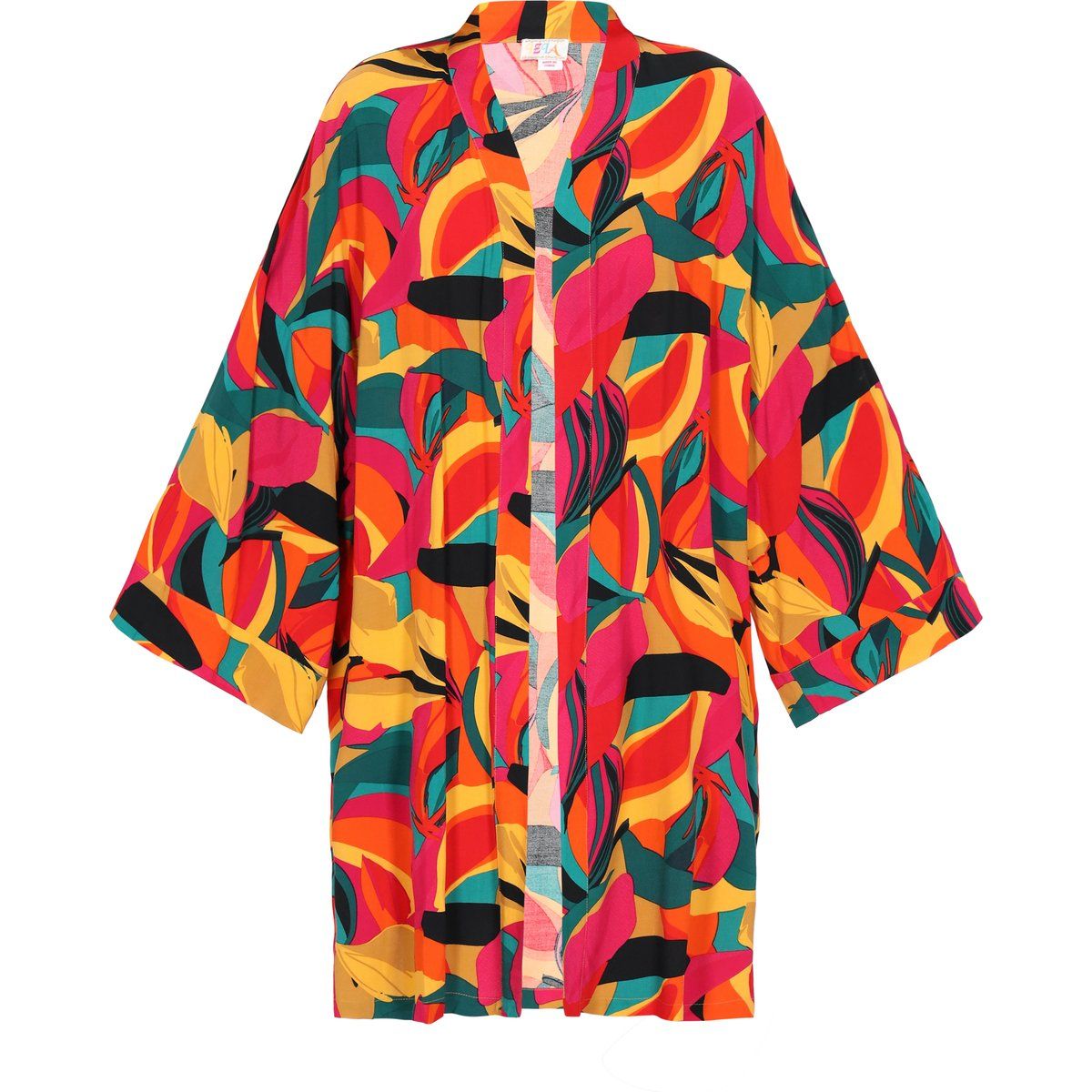 Farbenfroher Boho-Kimono mit abstraktem Muster