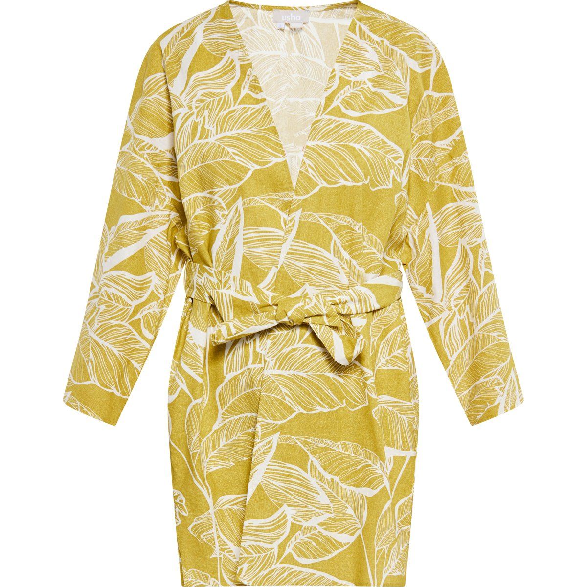Kimono aus Baumwolle mit Blattmuster