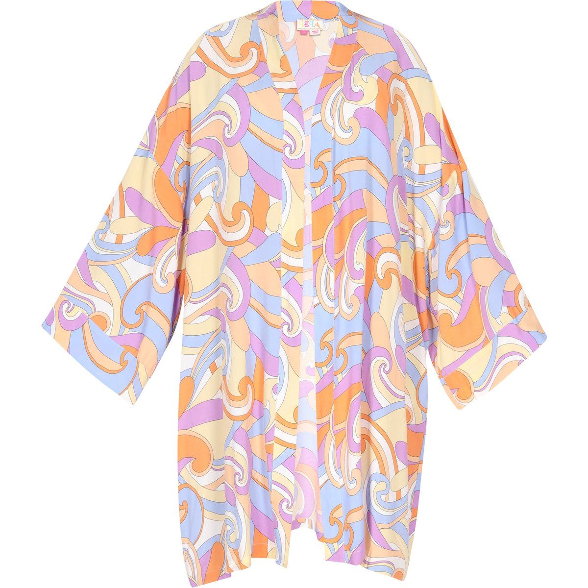 Boho-Kimono mit psychedelischem Wirbelmuster