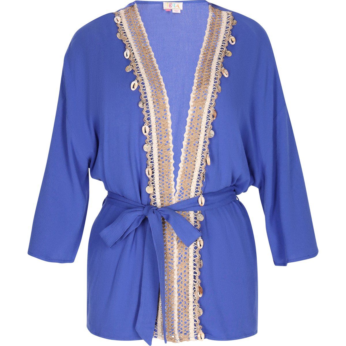 Boho-Kimono mit Muschel-Verzierung und Gürtel