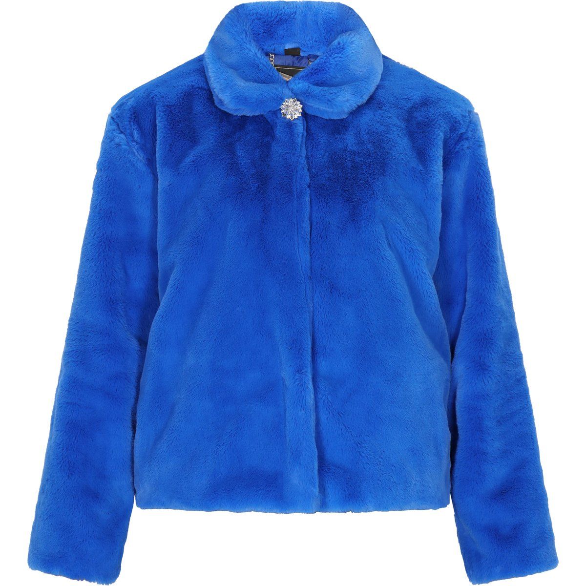 Kunstpelzjacke mit Schmuckknopf
