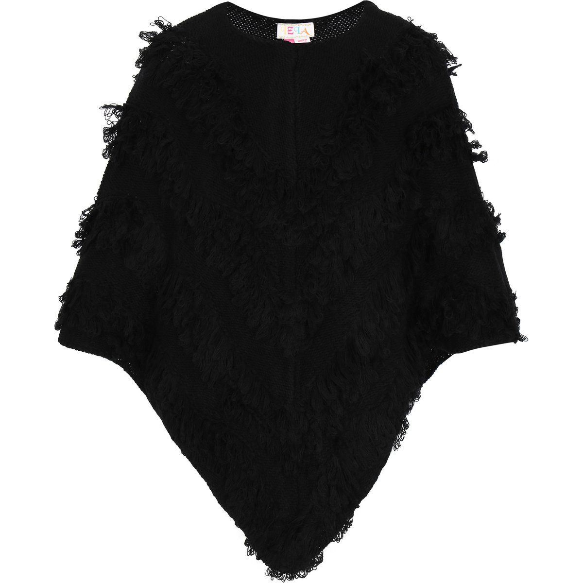 Strukturierter Strickponcho mit Fransen